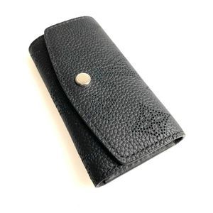 Louis Vuitton 4 Row Key Case Noir Black Silver Leather Genuine Leather Monogram
